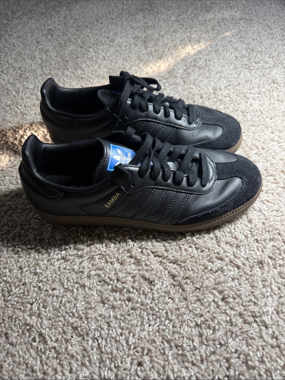 adidas Samba Black Leather & Suede Men's Sneakers - Picture 2 of 4